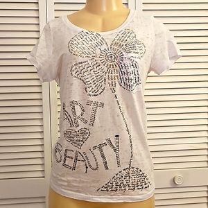 Sheer white love art top